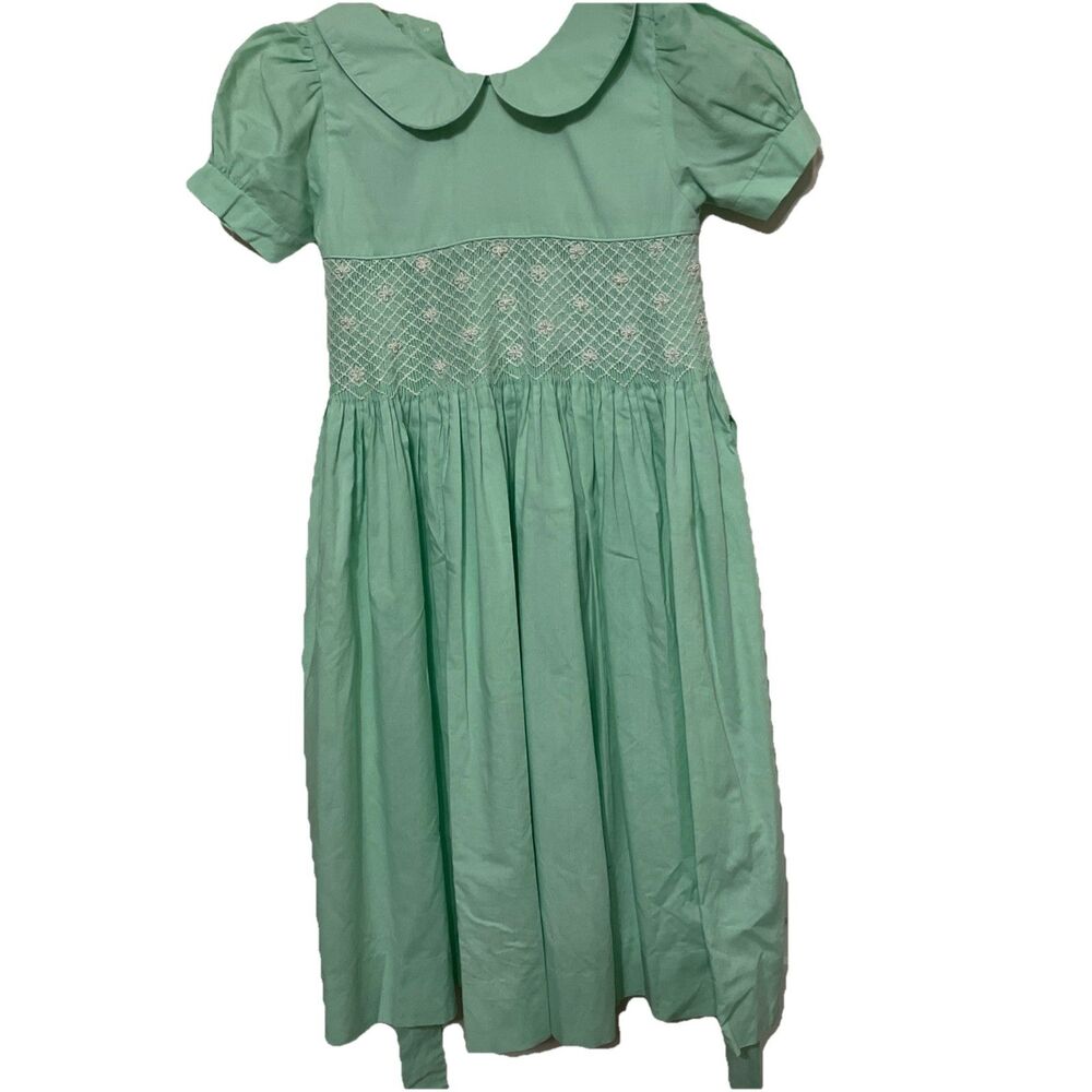 Lolly Wolly Doodle Girls Size 6 Smocked Dress Peter Pan Collar